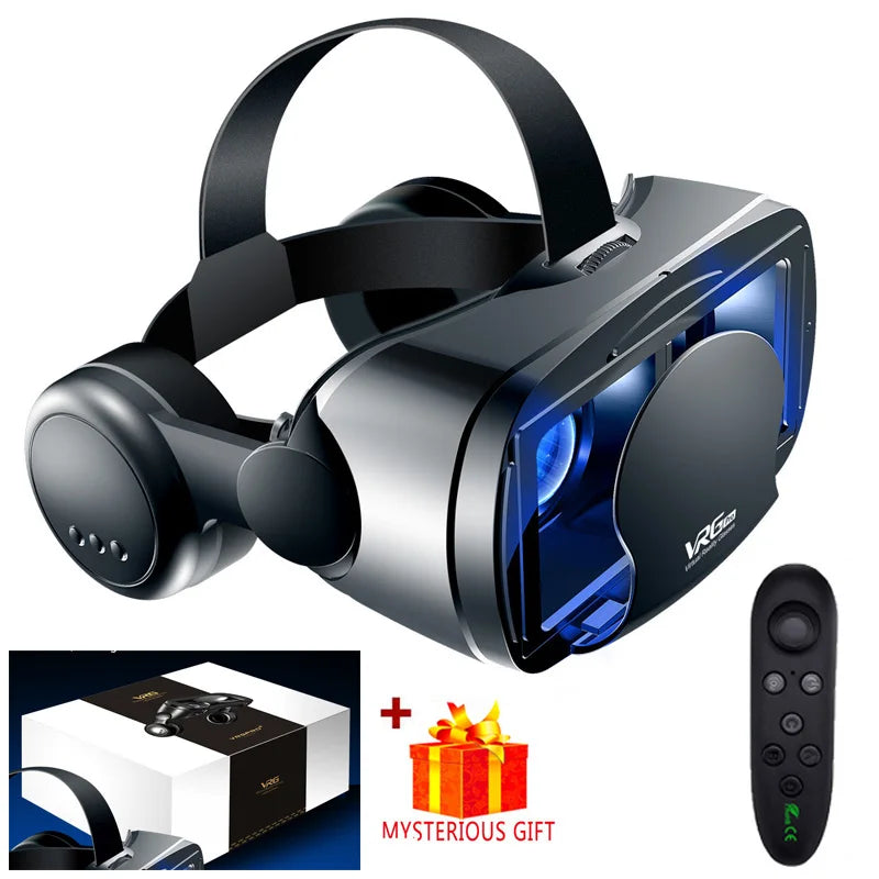3D VR Headset Smart Virtual Reality Glasses Helmet for Smartphones Phone Lenses with Controllers Headphones 7 Inches Binoculars
