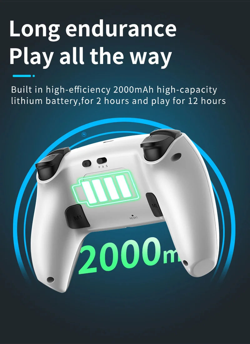 US/EU Wireless BT Game Controller Gamepad con RGB Light Touchpad Back Key Support 3D Joystick for PS3 PS5 PS4 Android Switch PC