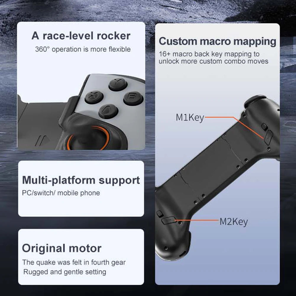 Cell Phone Gamepad Bluetooth-Compatible5.3 Macro Function Phone Game Controller for iPhone 15/14/13/iPad/iOS/Tablet/PC/Switch