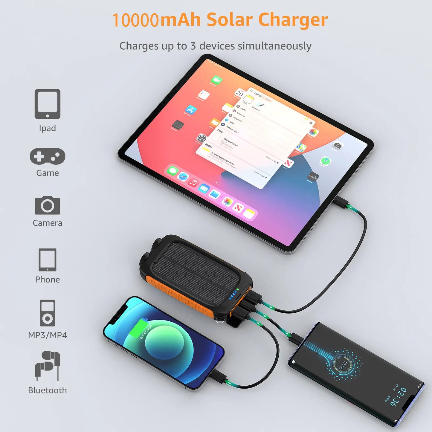 Waterproof Outdoor Solar Power Bank 10000mAh Dual USB Travel Outdoor Solar Mobile Phone Charger Solar Powerbanks For Camping