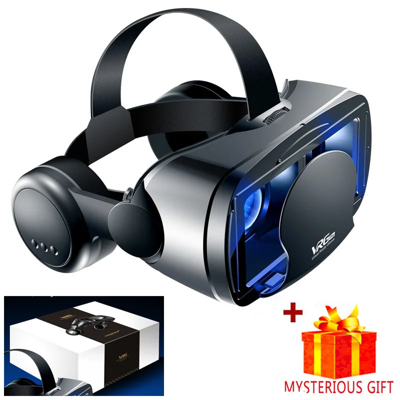 3D VR Headset Smart Virtual Reality Glasses Helmet for Smartphones Phone Lenses with Controllers Headphones 7 Inches Binoculars