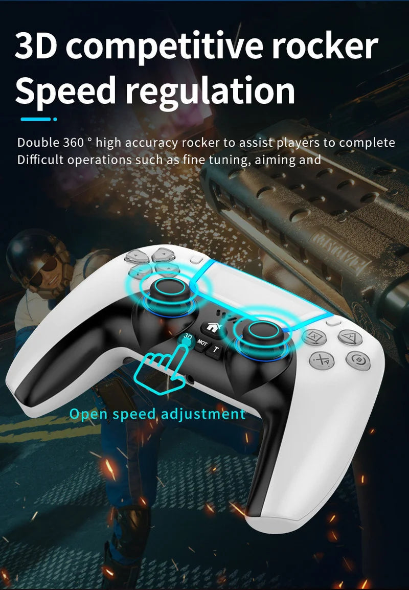 US/EU Wireless BT Game Controller Gamepad con RGB Light Touchpad Back Key Support 3D Joystick for PS3 PS5 PS4 Android Switch PC