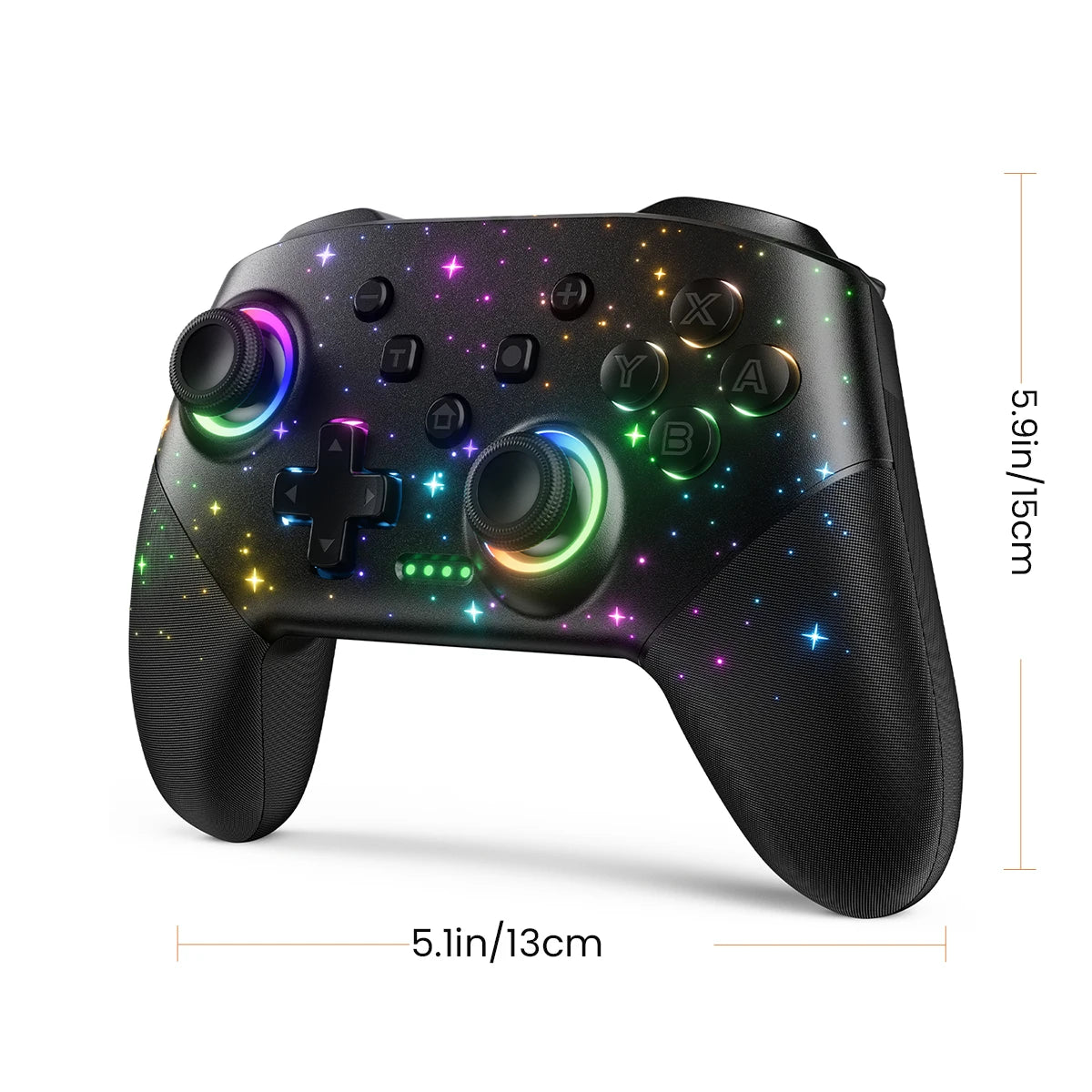 VOYEE Starry Sky Black Game Controller, 4 lighting modes, compatible with Switch Pro, Switch/Switch Lite/OLED/PC