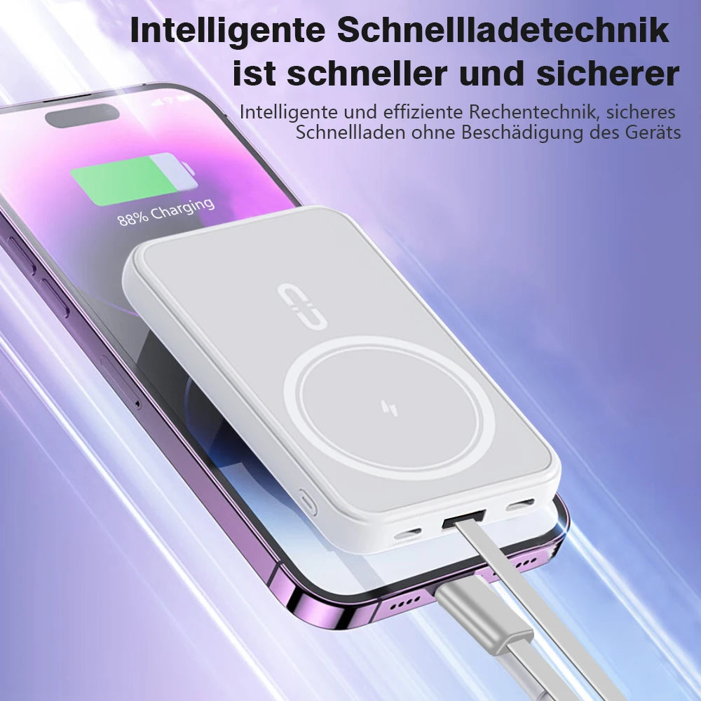 Portable Magnetic Power Bank Fast Charging 10000mAh with 4 Built-in Cables External Battery Power Bank Adapter For iPhone Huawei