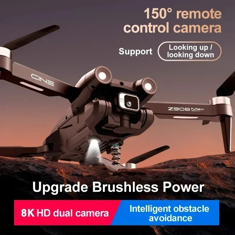 Lates Z908Pro Max Drone 4K Professional WIFI FPV Dron Obstacle Avoidance Brushless Four-Axis Folding RC Quadcopter Toys Z908 Pro