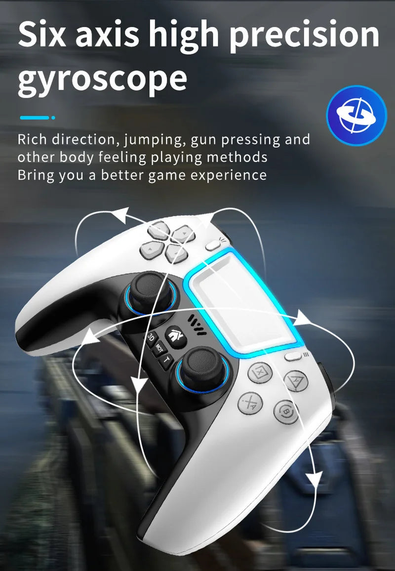 US/EU Wireless BT Game Controller Gamepad con RGB Light Touchpad Back Key Support 3D Joystick for PS3 PS5 PS4 Android Switch PC